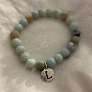 Matte Amazonite semiprecious beaded charm bracelet